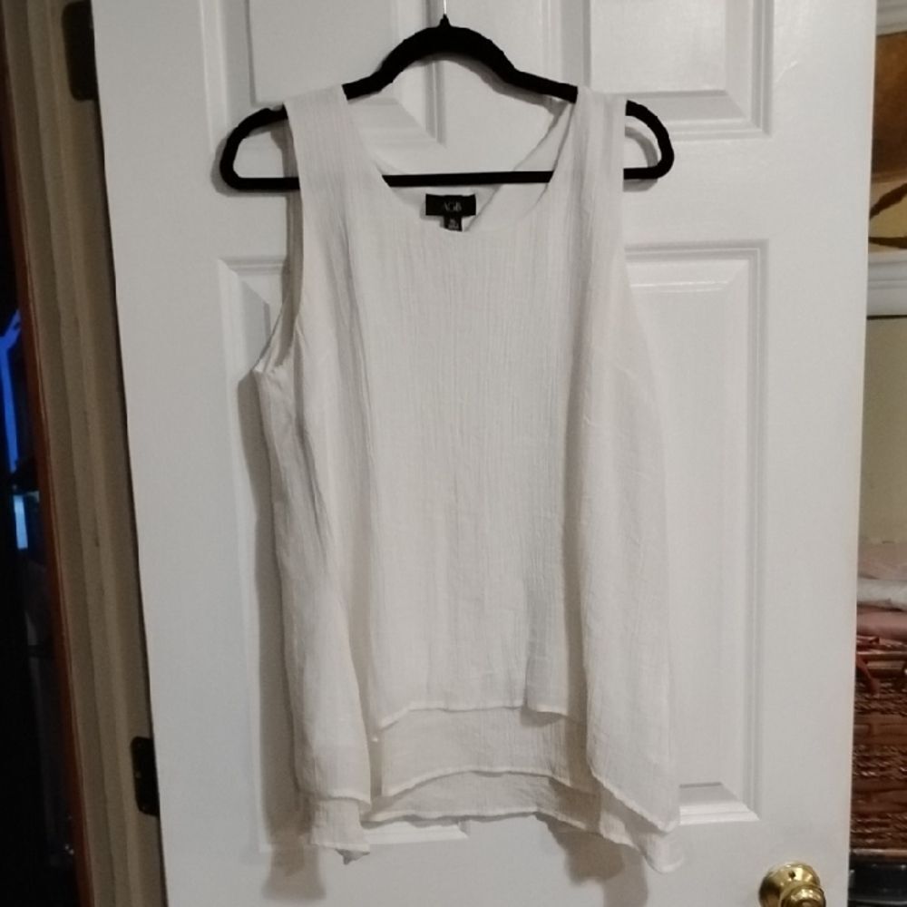 AGB Asymmetrical Cream Sleeveless Tank Top